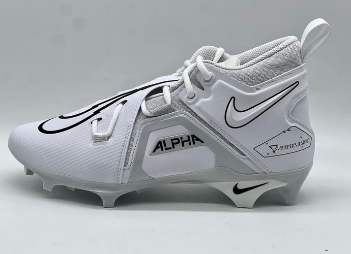 Size 10 Men's Nike Alpha Menace Pro 3 Football Cleats  CT6649-109 White / Gray