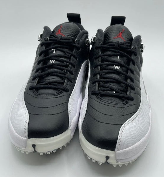 Size 5.5 Men's 7 Women's Air Jordan XII 12 Low 'Playoffs' White Black Golf  Shoe