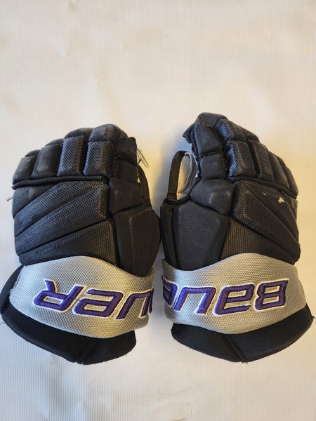 Used AHU Knights Bauer CUS DS Team Gloves Junior 10" (Black, Silver, and Purple)