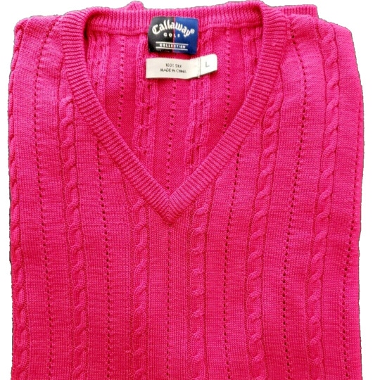 Women's Used Adult Large Vest Callaway Golf Collection 100% Silk Cable Vest Fuchsia