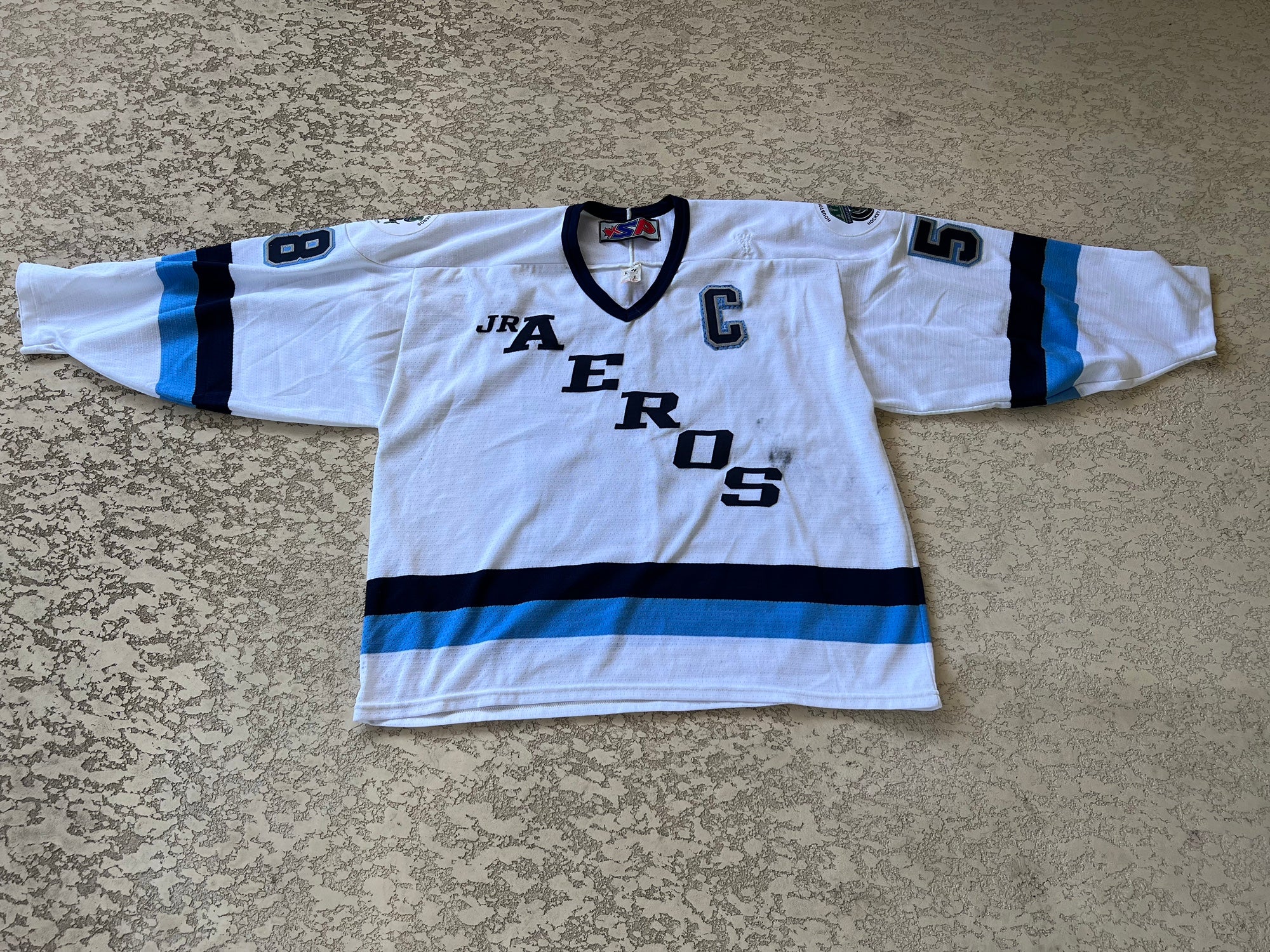 White Used Adult XL Jr Houston Aeros Hockey Jersey