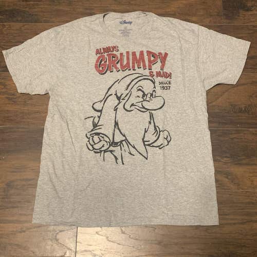 Always Grumpy & Mad Grumpy Disney Character Gray Short Sleeve Tee Shirt Size Lg