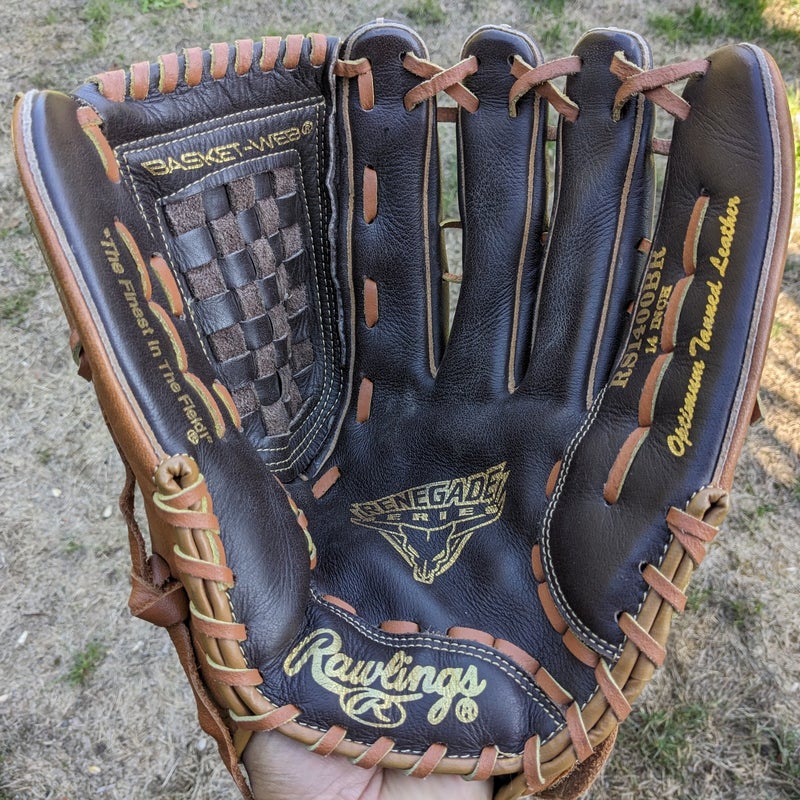14" Rawlings Renegade RS1400BR softball glove all leather - FREE SHIPPING