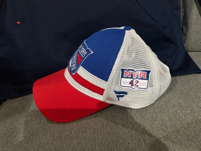 Tim Gettinger 42 New York Rangers Fanatics Authentic Pro Locker Room HAT Player Team Issue