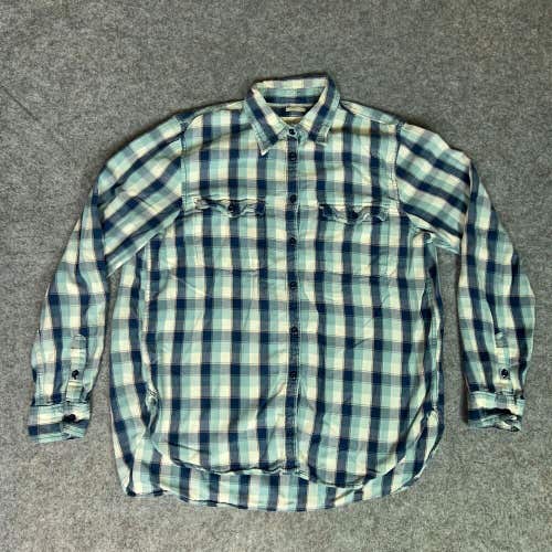 Denim & Supply Mens Shirt Large Blue Flannel Ralph Lauren Button Front Outdoor