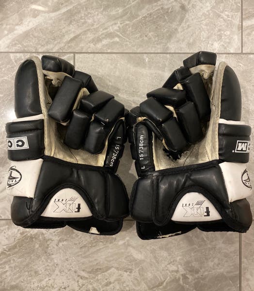 CCM Tacks XF 80 Senior Hockey Gloves - Black/White 15 Inch Adult Protective Gloves