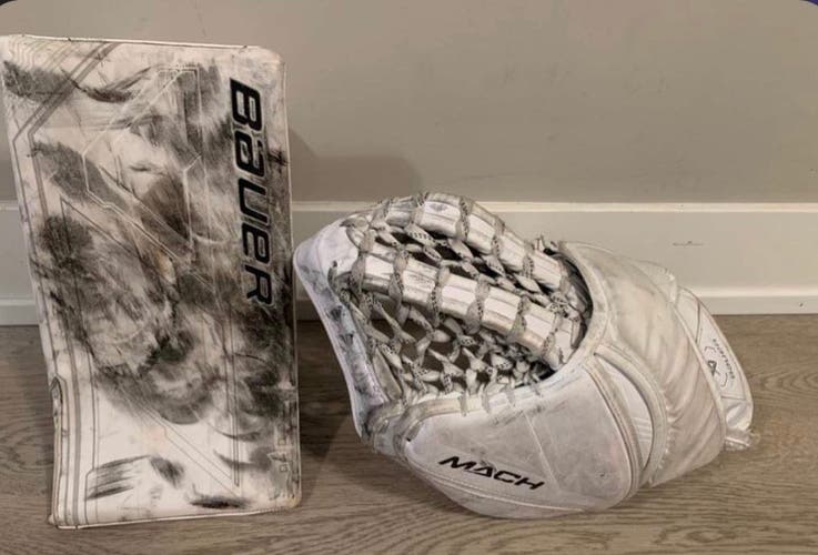 Used Senior Bauer Mach Goalie Glove & Blocker Set