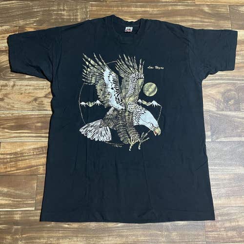 Vintage 1992 Las Vegas T-Shirt USA Made Metallic Gold Graphic Eagle Print Sz XXL