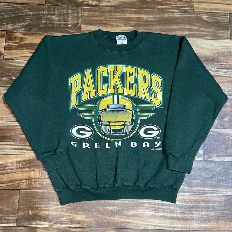 Vintage Green Bay Packers Sweatshirt Mens Medium Green Embroidered Football