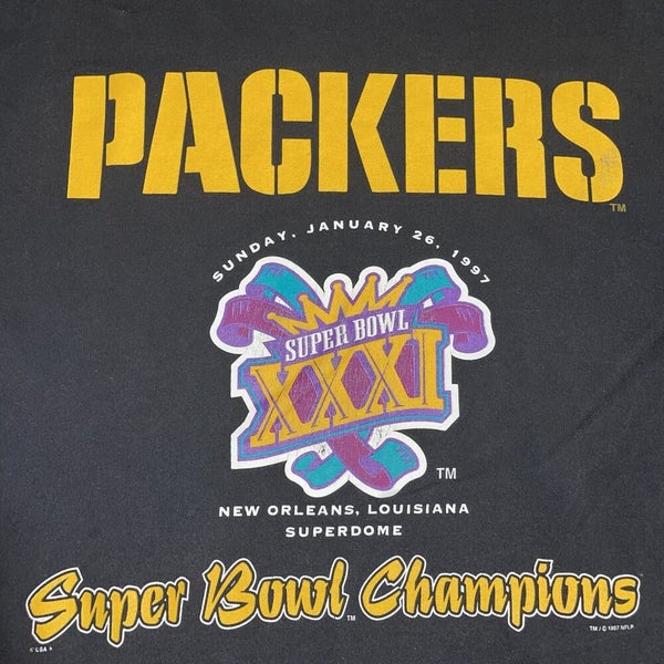 Vintage Green Bay Packers Super Bowl XXXI Champions Long Sleeve Shirt Sz  Large