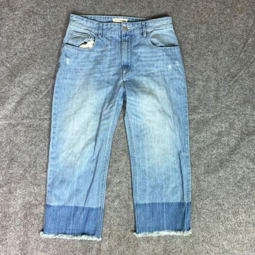 Isabel Marant Etoile Womens Jeans 38 Blue Straigh Pant Denim Two Tone Capri