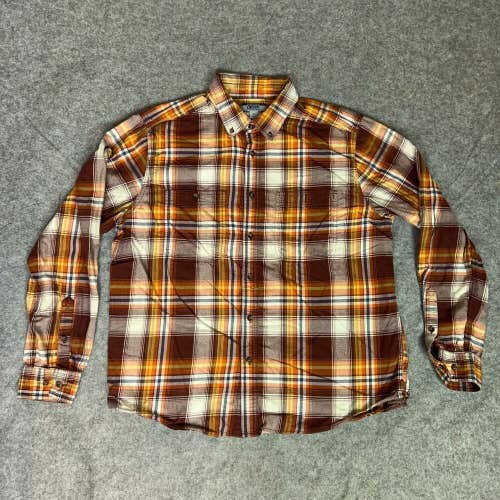 Gander Mountain Guide Series Mens Shirt Extra Large Flannel Brown Orange Outdoor
