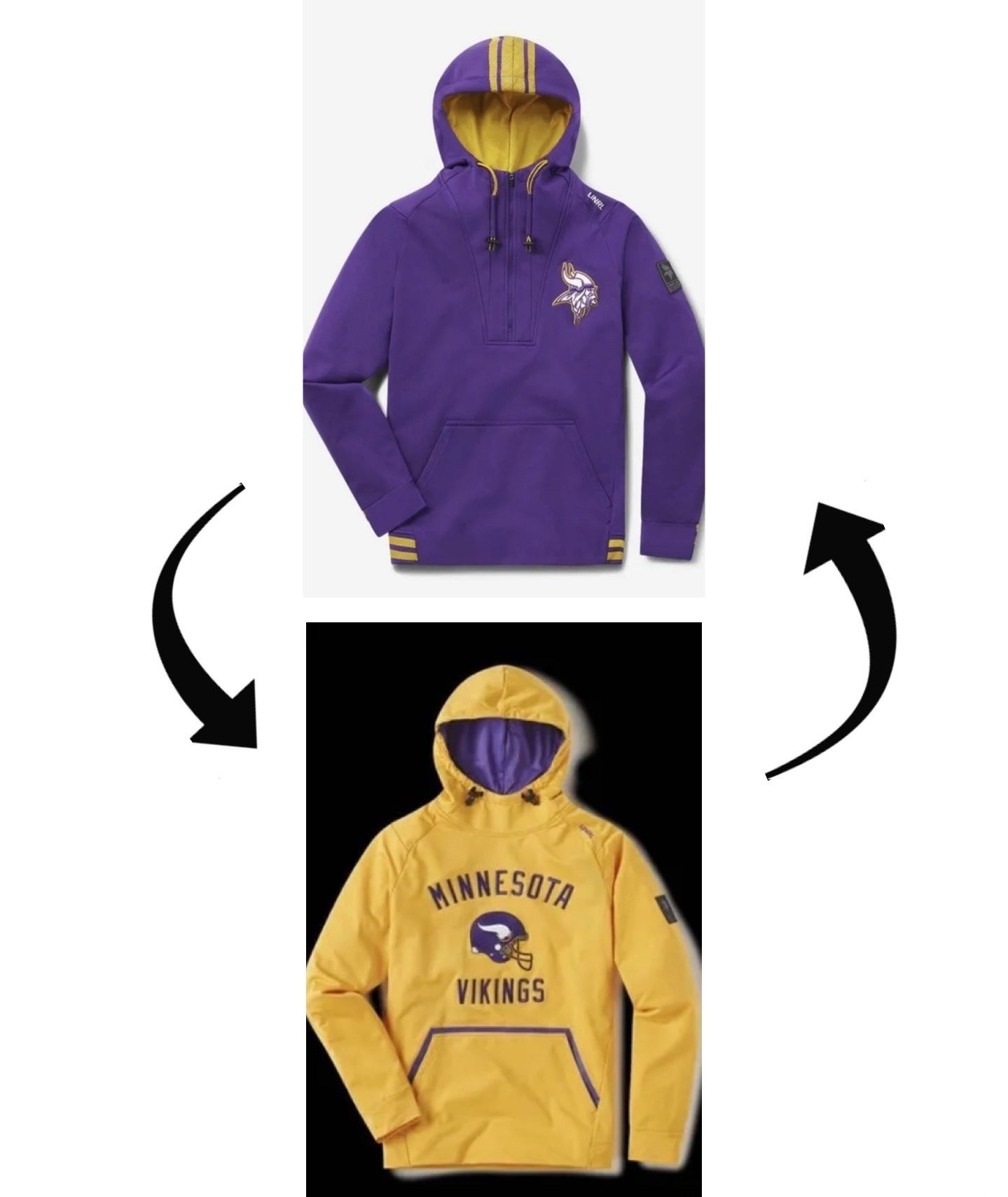 Reebok NFL Yellow Minnesota Vikings Pullover Hoodie Sweatshirt