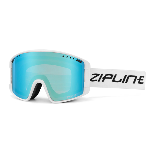 New ZiplineSki 'KLIK' Goggles - White Frame - Ice Blue Lens