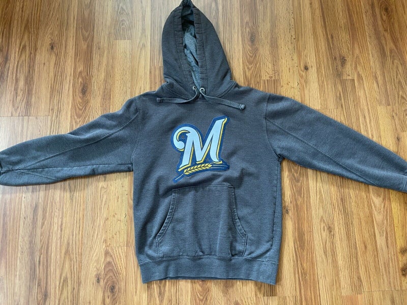 Milwaukee Brewers MLB BASEBALL SUPER AWESOME Gray Size Small Pullover Hoodie!