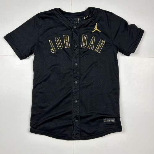 Nike Air Jordan x Asahd DJ Khaled Baseball Jersey Black Gold Button Up Youth L