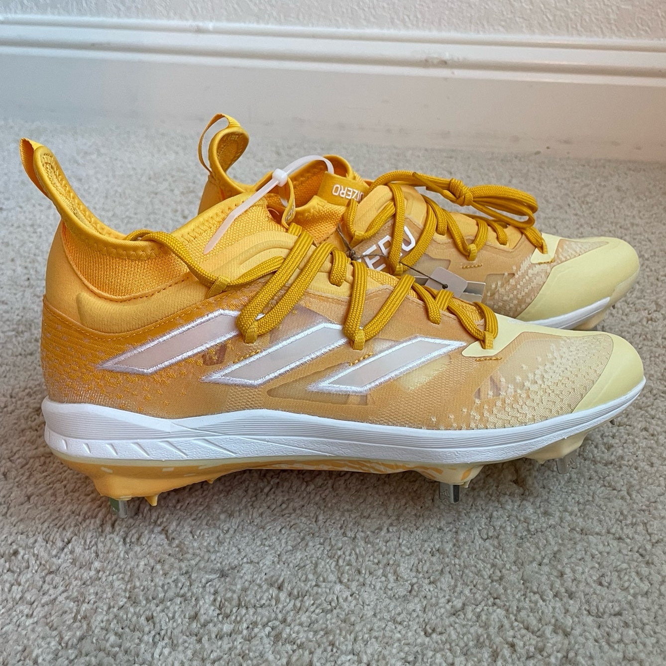 Adidas Adizero Afterburner NMV Yellow Metal Baseball Cleats Size 7.5 GZ9705  | SidelineSwap