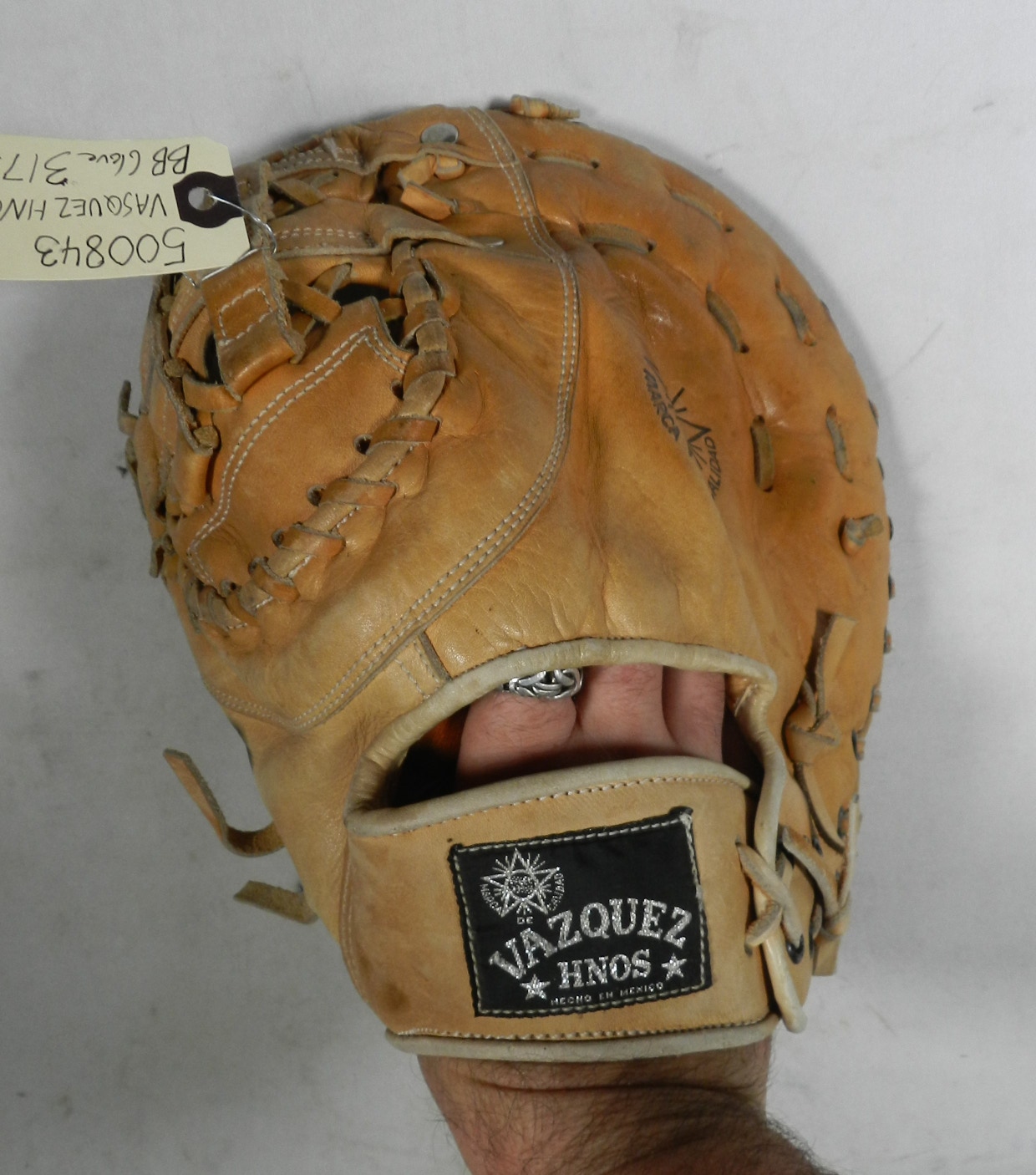 VAZQUEZ HNOS 3175 Genuine Leather Baseball Glove Catchers Mitt Size 32" LHT