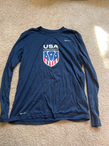 USA Lacrosse Blue Nike Large Long Sleeve Shirt
