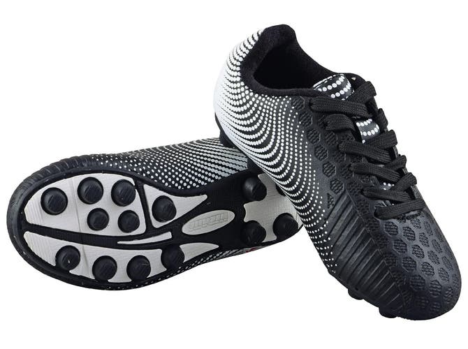 Vizari Unisex Stealth Firm Ground Soccer Shoe, Kids, Black/White, 4.5J