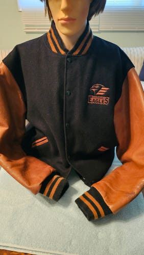 Colorado Eagles Letterman Style Coach/Player Jacket with Leather Sleeves