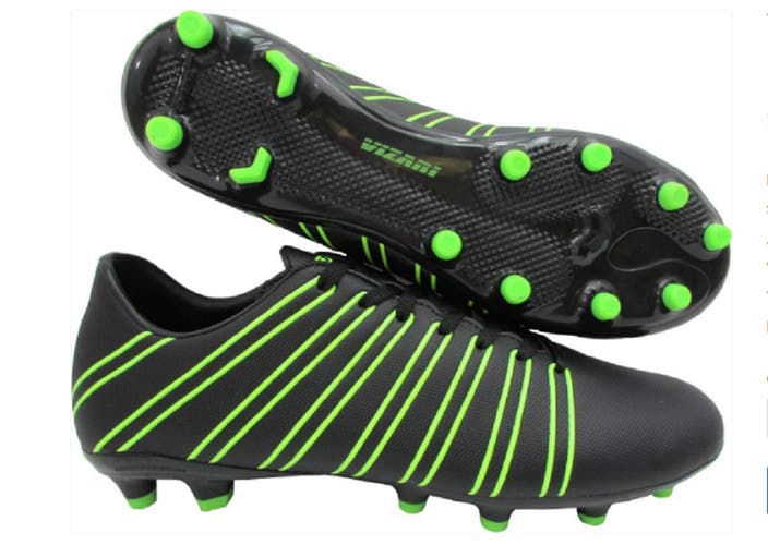 Vizari Mens Madero FG Soccer Shoe, Adult, Black/Green, 11 M US