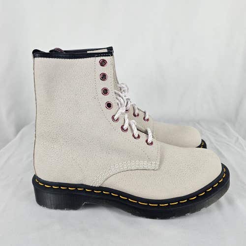 Dr. Martens 27655 Bejeweled Sparkle White Pink Leather Lace Up Boots Womens Sz 7