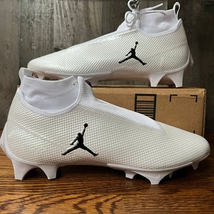 Nike Air Jordan Vapor Edge Pro 360 Football Cleats White Chrome Size 14 PE RARE