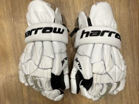 Used Harrow hrw Series White Lacrosse Gloves 13.5"