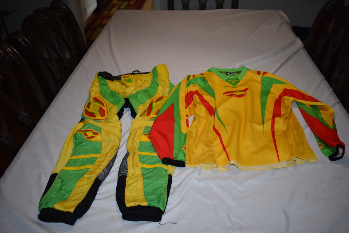 Alloy MX MX1 Motocross Jersey/Pants Set, Yellow/Green, Youth 26