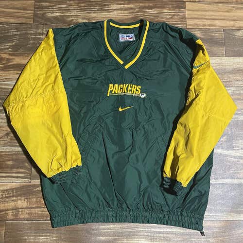 Vtg Nike Pro Line NFL Green Bay Packers Reversible Windbreaker Jacket Size XL