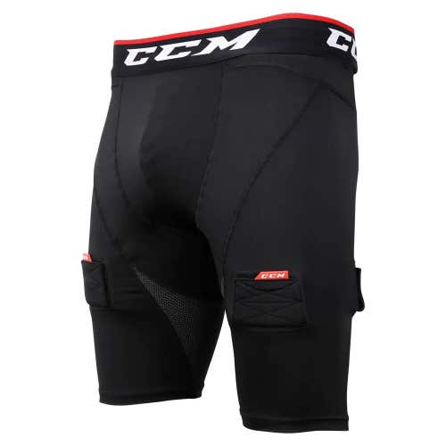 New CCM Jock Shorts adult hockey compression short XXL black with cup senior 2XL