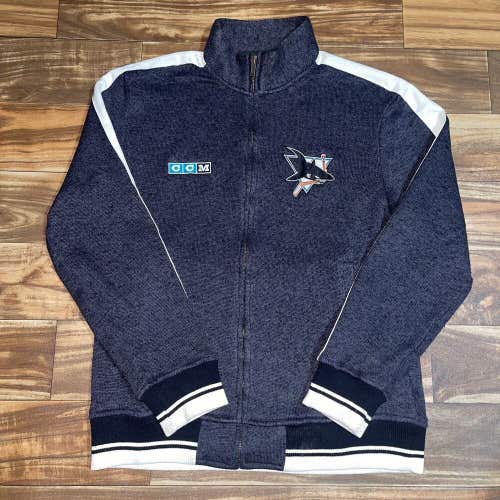 San Jose Sharks CCM Zip 25th Anniversary Sweatshirt Sweater Medium Fleece NHL