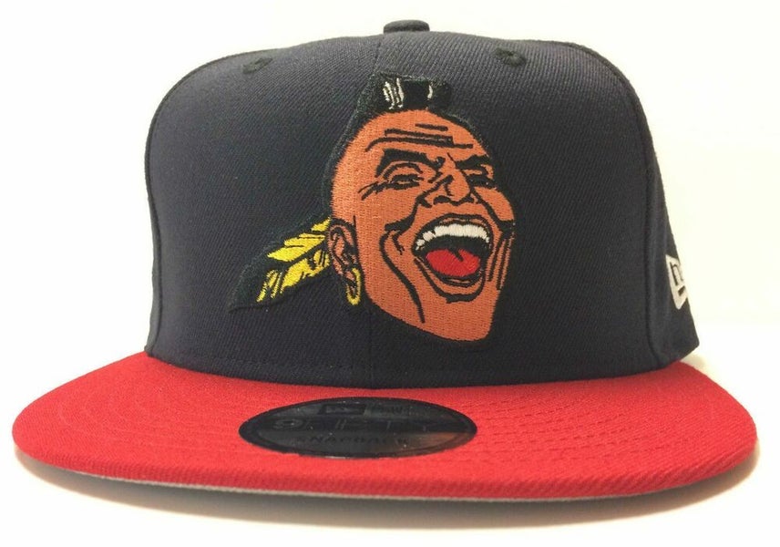 Vintage Atlanta Braves Fitted Hat Screaming Indian Chief Noc A Homa Wool 7  3/8