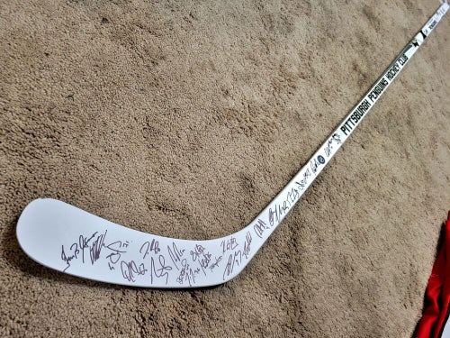 2013-14 PITTSBURGH PENGUINS Team Signed Hockey Stick Crosby Malkin Letang Fleury