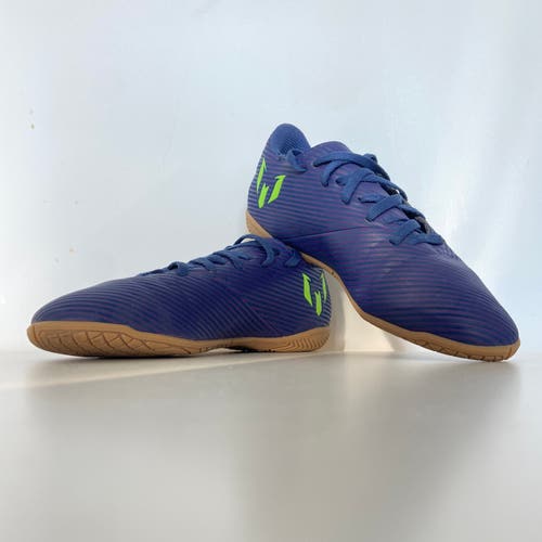 Adidas Boys Nemeziz Messi 19.4 Indoor soccer shoes Sz 2 blue / green EF1817