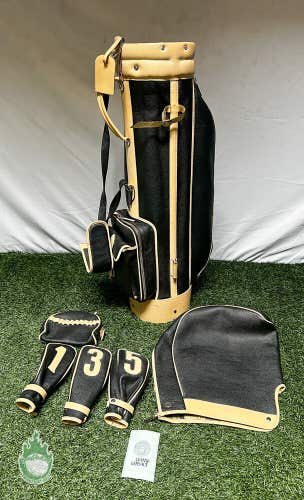 Vintage Gianni Versace Cart Golf Bag w/ Rainhood, Headcovers, Name Tag & Strap