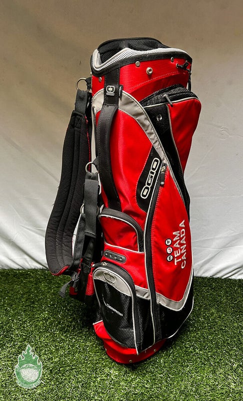 Pre Owned OGIO 8-Way Golf Team Canada Stand Bag Red/Black w/ Rainhood
