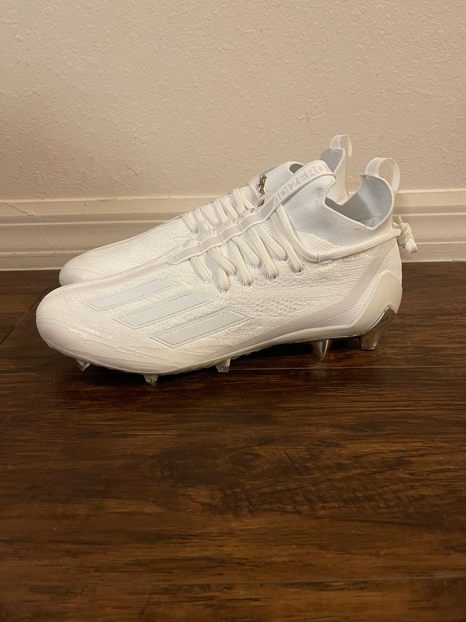 Adidas Adizero Primeknit White/Silver Football Cleats Size 8.5