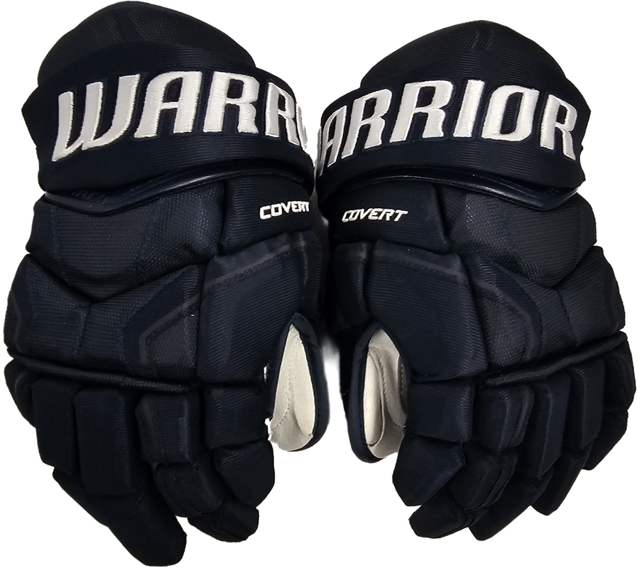 14 Warrior Covert 20 Gloves - Team Stock Savannah Ghost Pirates #2 - Pro  Stock Hockey