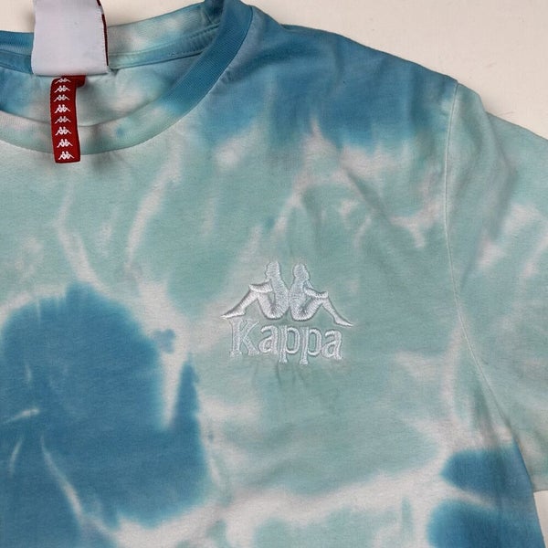 Kappa Brand Tie Dye T-Shirt Light Blue Turquoise Aqua Pattern Sz Small