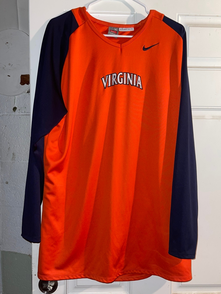 Nike Team NCAA Virginia Cavaliers Warmup Long Sleeve Shirt Vintage Mens Size XL.