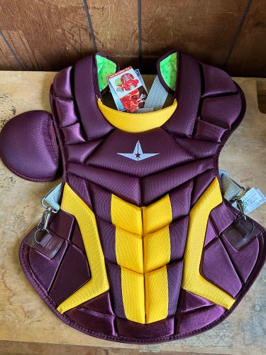 New All-Star System 7 CP40PRO Catcher's Chest Protector Maroon/Gold