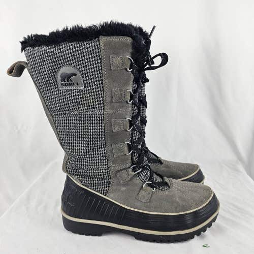 Sorel Joan Of Arctic Womens Boots Size 7.5 Gray LL2517-052 Winter Houndstooth