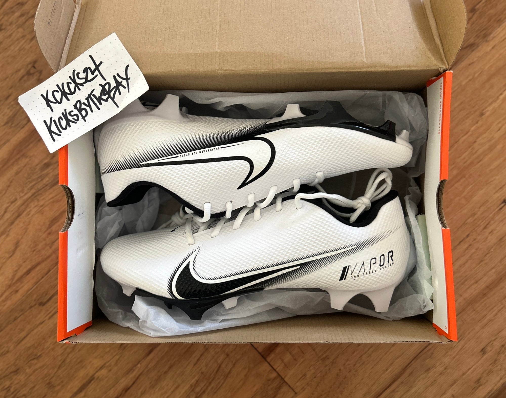 Size 11.5 Wide Nike Vapor Edge Speed 360 White/Black Football Cleats CV6350-100 Nike Vapor Edge Speed 360 Football Cleats White CV6350 100  main image 3