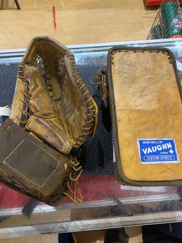 Vintage Vaughn goalie glove and blocker