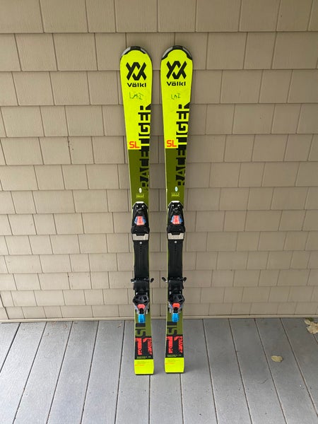 Used Kid's 2019 Volkl 138 cm Racing Racetiger SL Skis With Bindings Max Din 10
