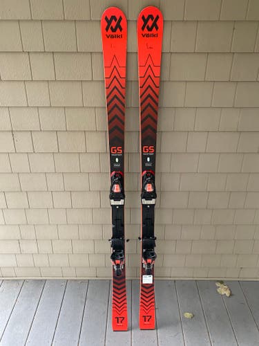 Used Kid's 2021 Volkl 158 cm Racing Racetiger GS Skis With Bindings Max Din 10