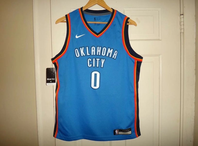 NBA Thunder 0 Russell Westbrook Light Blue City Edition Nike Men