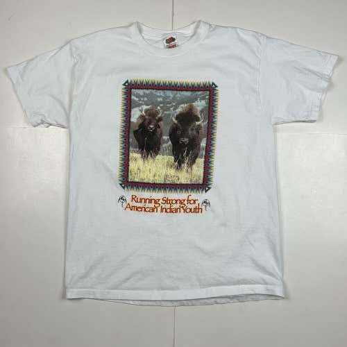 Vintage Strong for American Indian Youth Nonprofit T-Shirt White Sz Large
